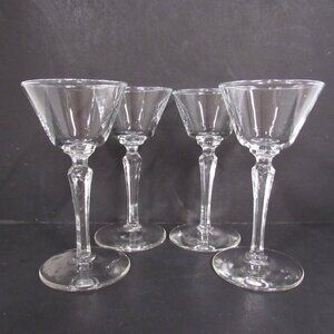 Vintage Regency Cordial Aperitif 5 1/2 Inch by 2 3/4 Inch Stem Glasses Set of 4